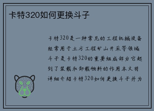 卡特320如何更换斗子